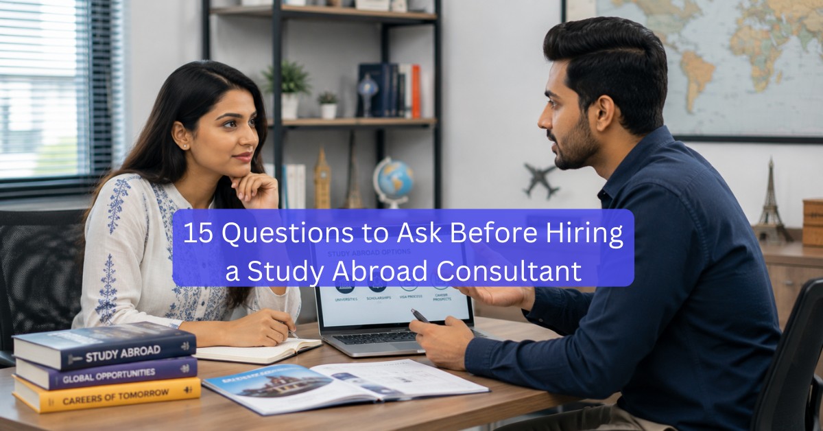 Indian student asking questions during a study abroad counseling session with an overseas education consultant