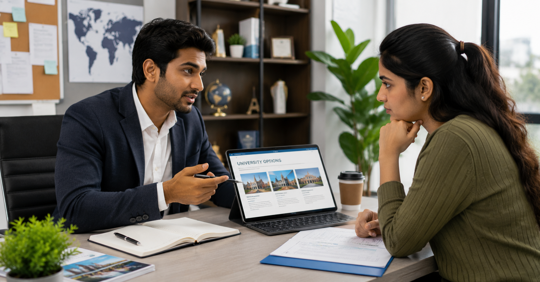 Indian student receiving personalized counseling from a study abroad consultant